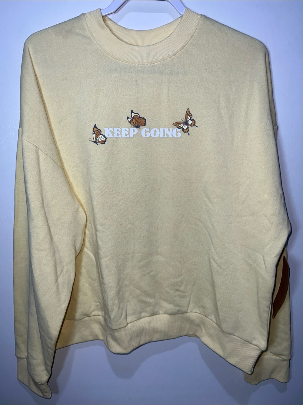 Kind Regards Keep Going/Better Days Ahead Butter Yellow Crewneck Sweatshirt - L